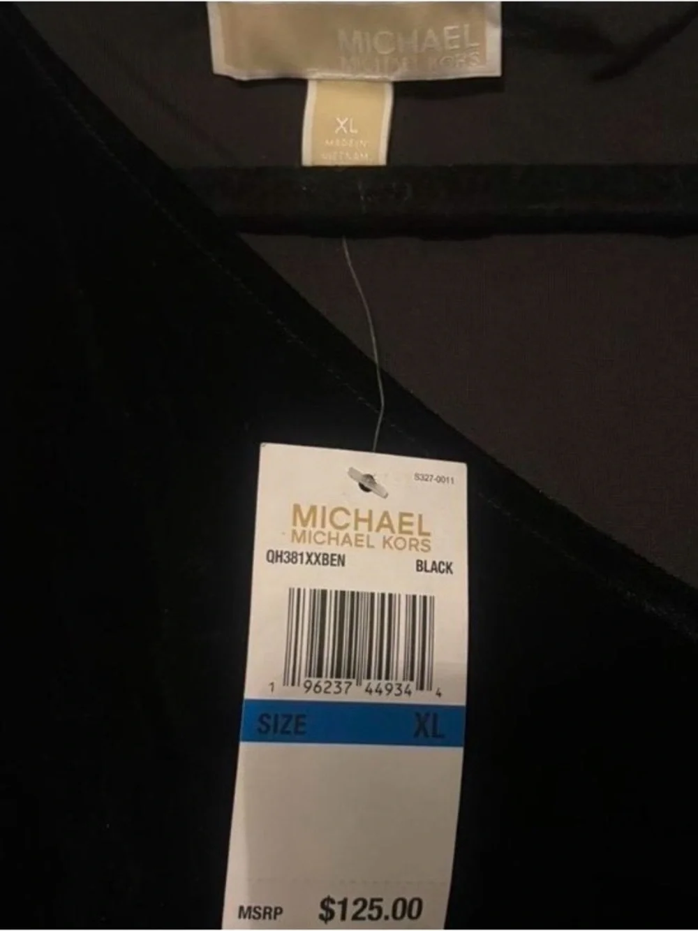 Michael Kors Black Velvet Dress with Gold Logo Tag